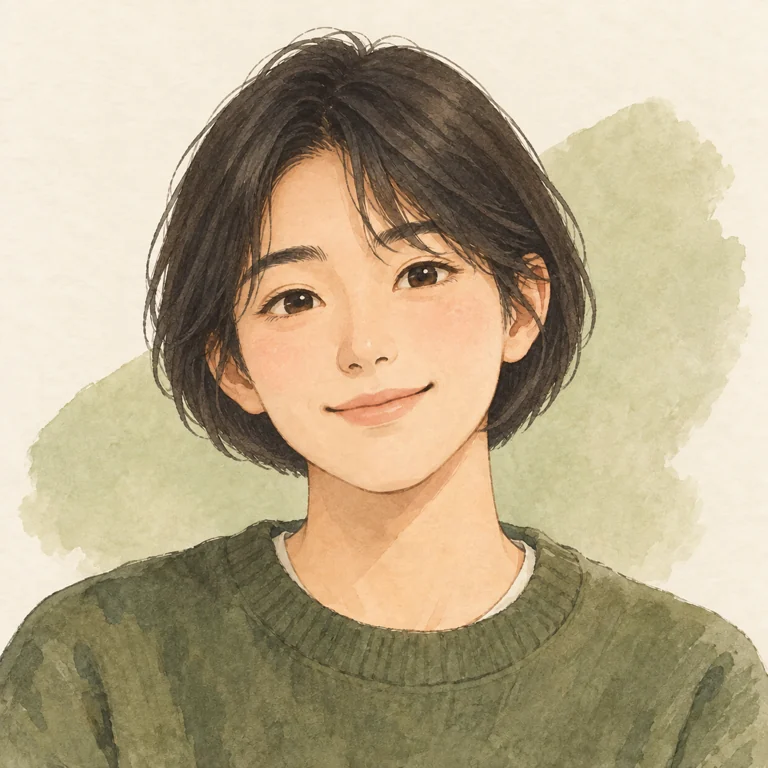 단발머리의 수채화 애니메이션풍 프로필 일러스트